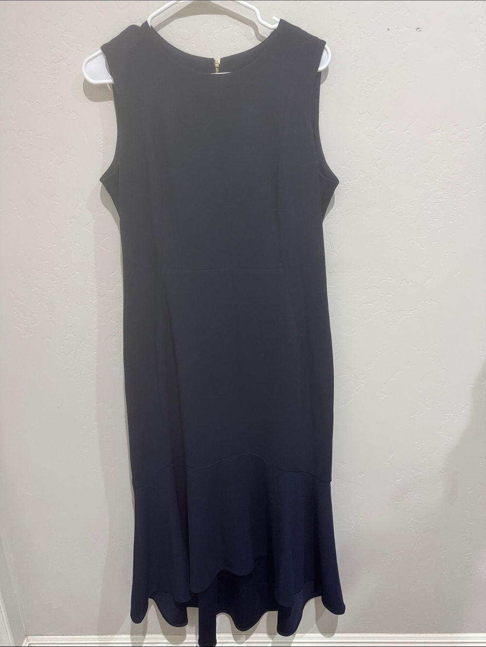 Calvin Klein Navy Ruffle-Hem Midi Dress